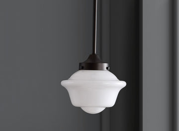 Kurtz School House Adjustable Drop Metal/Glass LED Pendant - JONATHAN Y